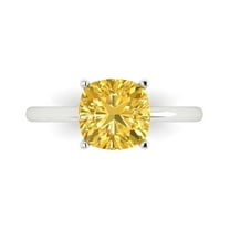 Solitaire Engagement Ring for Women - 2.5ct Simulated Yellow Diamond in 18K White Gold Promise Ring