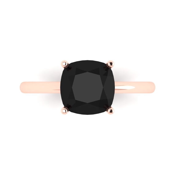 Solitaire Engagement Ring for Women - 2.5ct Natural Onyx in 14K Rose Gold Promise Ring
