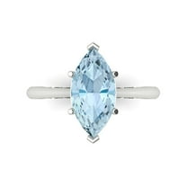 Solitaire Engagement Ring for Women - 2.5ct Natural Sky Blue Topaz in 18K White Gold Promise Ring