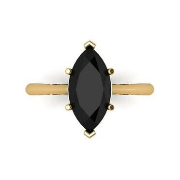 Solitaire Engagement Ring for Women - 2.5ct Natural Onyx in 14K Yellow Gold Promise Ring