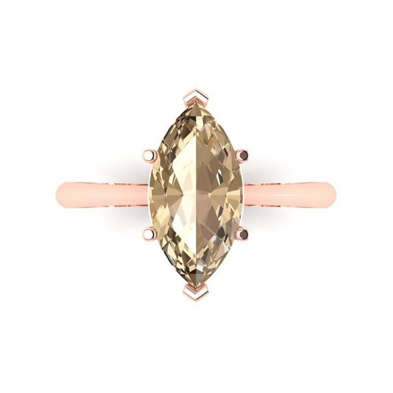 Solitaire Engagement Ring for Women - 2.5ct Yellow Moissanite in 14K Rose Gold Promise Ring
