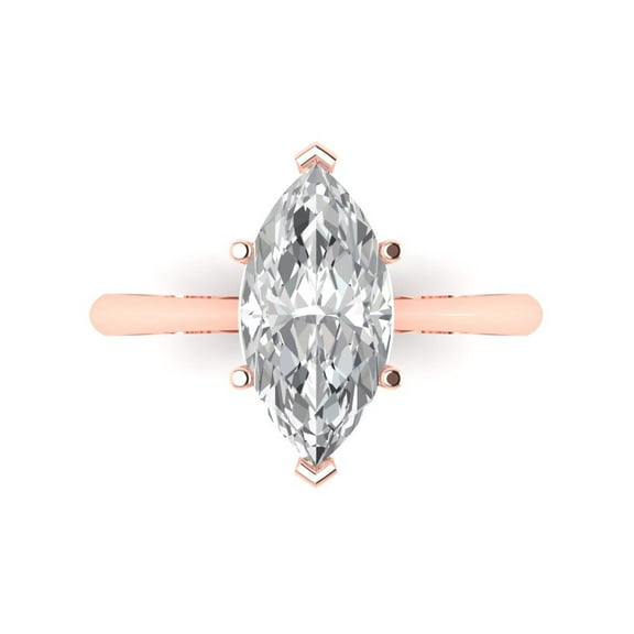 Solitaire Engagement Ring for Women - 2.5ct Simulated Diamond in 14K Rose Gold Promise Ring