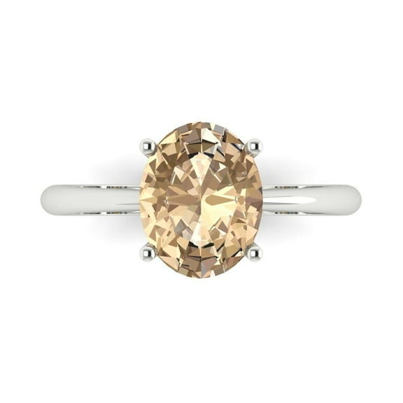 Solitaire Engagement Ring for Women - 2.5ct Yellow Moissanite in 18K White Gold Promise Ring