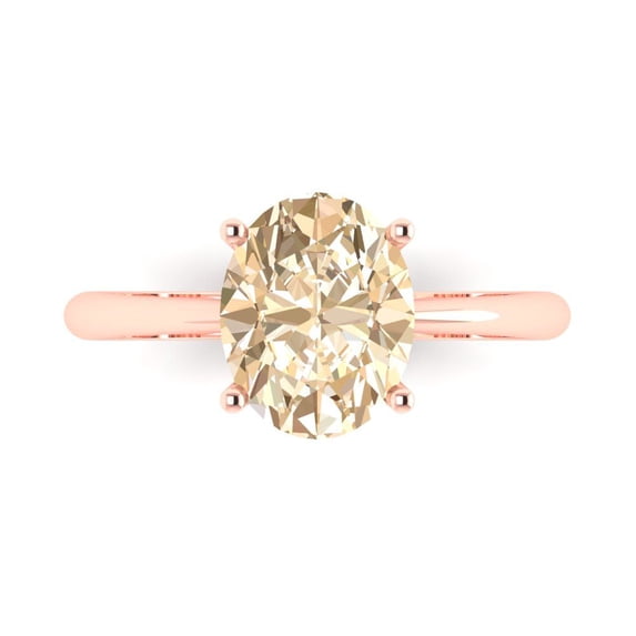 Solitaire Engagement Ring for Women - 2.5ct Natural Morganite in 14K Rose Gold Promise Ring