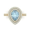 thumbnail image 1 of 2.48 ctw with Simulated Diamond Halo Accents Anniversary Ring for Women | Pear Cut Simulated Blue Diamond | Hyperallergenic Solid 14K Yellow Gold, 1 of 5