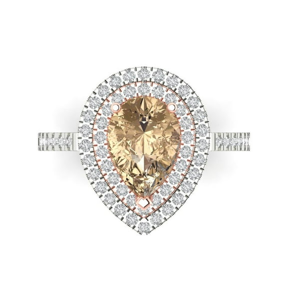 Halo Engagement Ring for Women - 2.48ct Yellow Moissanite in 14K White/Rose Gold Promise Ring