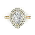 thumbnail image 1 of 2.48 ct Pear Cut Simulated Diamond Halo 14K Yellow Gold Womens Engagement Ring, 1 of 6