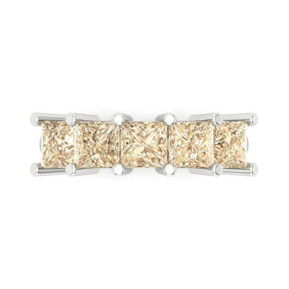 2.5 ct Brilliant Princess Cut Natural Morganite 14k White Gold Eternity Band SZ 7.25