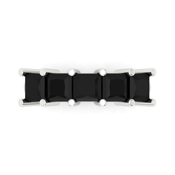 2.5 ct Brilliant Princess Cut Natural Onyx 18K White Gold Eternity Band SZ 7.75