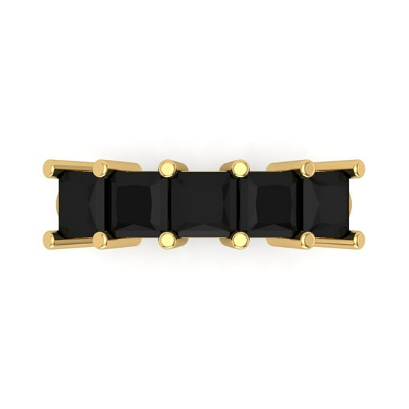 2.5 ct Brilliant Princess Cut Natural Onyx 18K Yellow Gold Eternity Band SZ 6.25