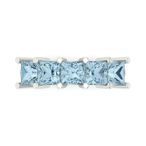 2.5 ctw Wedding Band for Women - 18K White Gold Simulated Blue Diamond Stackable Eternity Ring