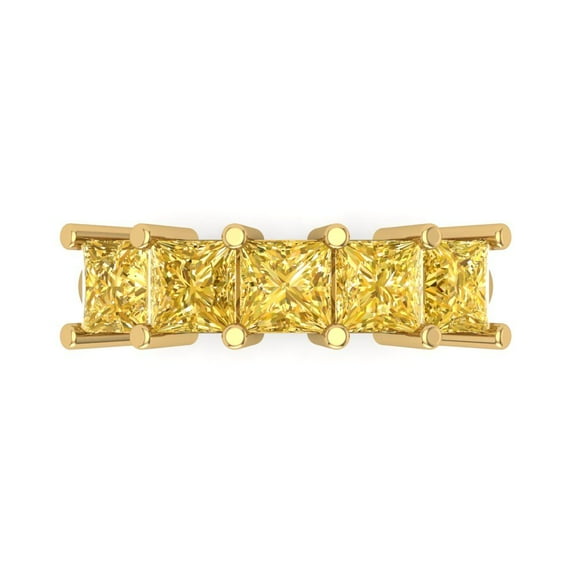 2.5 ctw Wedding Band for Women - 14K Yellow Gold Simulated Yellow Diamond Stackable Eternity Ring