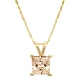 thumbnail image 1 of 2.5 ct Brilliant Princess Cut Solitaire Natural Morganite 18K Yellow Gold Pendant with 18" Chain, 1 of 4