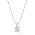 thumbnail image 1 of 2.5 ct Brilliant Princess Cut Solitaire Natural Sky Blue Topaz 18K Rose Gold Pendant with 16" Chain, 1 of 2