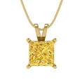 thumbnail image 1 of 2.5 ct Brilliant Princess Cut Solitaire Yellow Diamond 14k Yellow hypoallergenic Solid gold Designer Everyday Affordable Dainty Necklace Pendant with 16" Chain, 1 of 7