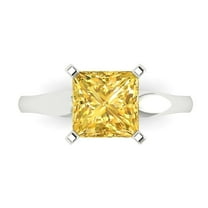 Solitaire Engagement Ring for Women - 2.5ct Simulated Yellow Diamond in 18K White Gold Promise Ring