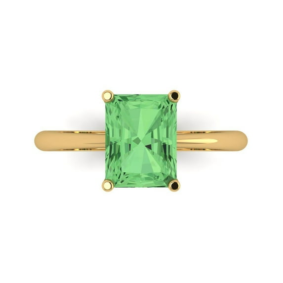 Solitaire Engagement Ring for Women - 2.5ct Simulated Green Diamond in 14K Yellow Gold Promise Ring