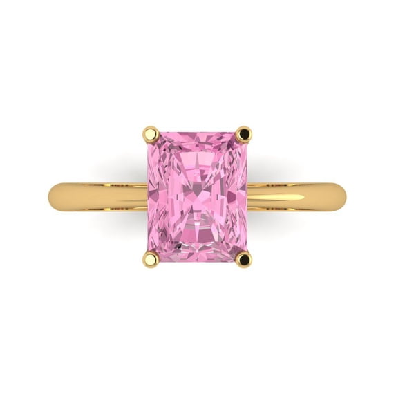 Solitaire Engagement Ring for Women - 2.5ct Simulated Pink Diamond in 14K Yellow Gold Promise Ring