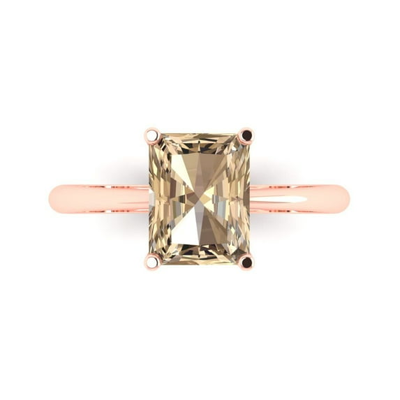 Solitaire Engagement Ring for Women - 2.5ct Yellow Moissanite in 14K Rose Gold Promise Ring
