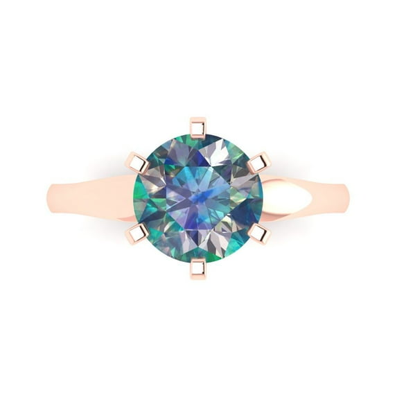 Solitaire Engagement Ring for Women - 2.5ct Blue Moissanite in 14K Rose Gold Promise Ring