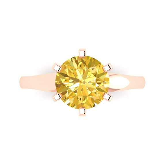 Solitaire Engagement Ring for Women - 2.5ct Natural Citrine in 14K Rose Gold Promise Ring