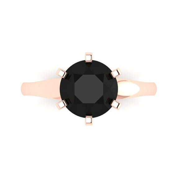Solitaire Engagement Ring for Women - 2.5ct Natural Onyx in 14K Rose Gold Promise Ring