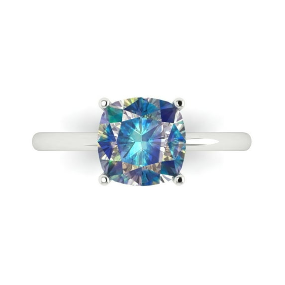 Clara Pucci 14K White Gold 2.5ct BlueMoissanite Solitaire Ring for Women