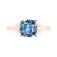 thumbnail image 1 of 2.5 ct Cushion Cut Blue Moissanite Solitaire Engagement Ring for Women in 18K Rose Gold, 1 of 5
