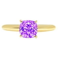 thumbnail image 1 of 2.5 ct Cushion Cut Natural Amethyst Solitaire 14K Yellow Gold Womens Engagement Ring, 1 of 5