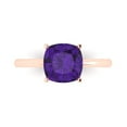thumbnail image 1 of 2.5 ctw Solitaire Anniversary Ring for Women | Cushion Cut Natural Amethyst | Hyperallergenic Solid 18K Rose Gold, 1 of 5