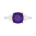 thumbnail image 1 of 2.5 ctw Solitaire Anniversary Ring for Women | Cushion Cut Natural Amethyst | Hyperallergenic Solid 18K White Gold, 1 of 5