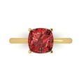 thumbnail image 1 of 2.5 ctw Solitaire Anniversary Ring for Women | Cushion Cut Natural Garnet | Hyperallergenic Solid 14K Yellow Gold, 1 of 5