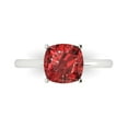 thumbnail image 1 of 2.5 ctw Solitaire Anniversary Ring for Women | Cushion Cut Natural Garnet | Hyperallergenic Solid 18K White Gold, 1 of 5