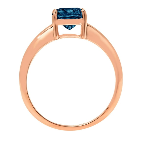 2.5 ct Cushion Cut Natural London Blue Topaz Solitaire Engagement Ring for Women in 18K Rose Gold