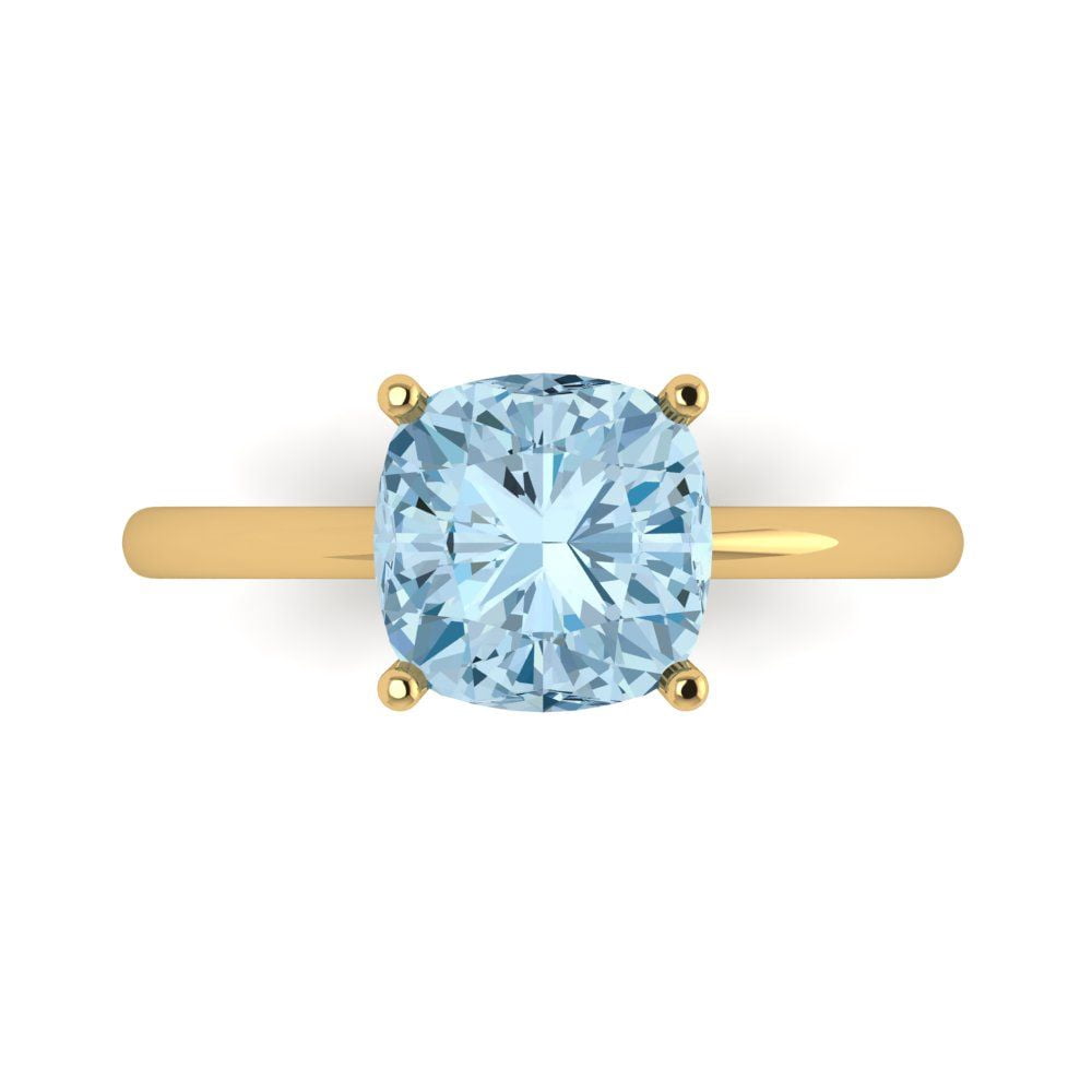 Topaz 321 2.5 ctw Solitaire Anniversary Ring for Women | Cushion Cut Natural Sky ...