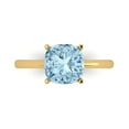 thumbnail image 1 of 2.5 ctw Solitaire Anniversary Ring for Women | Cushion Cut Natural Swiss Blue Topaz | Hyperallergenic Solid 14K Yellow Gold, 1 of 5