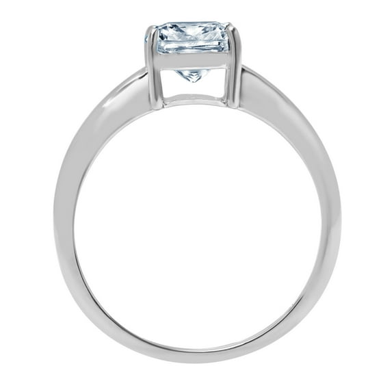 2.5 ct Cushion Cut Natural Swiss Blue Topaz Solitaire Engagement Ring for Women in 14K White Gold