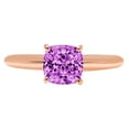 thumbnail image 1 of 2.5 ct Cushion Cut Simulated Alexandrite Solitaire 18K Rose Gold Womens Engagement Ring, 1 of 3