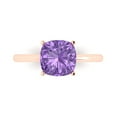 thumbnail image 1 of 2.5 ctw Solitaire Anniversary Ring for Women | Cushion Cut Simulated Alexandrite | Hyperallergenic Solid 18K Rose Gold, 1 of 5