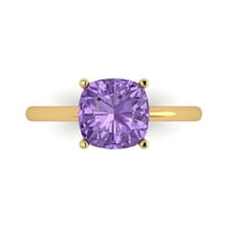 2.5 ctw Solitaire Anniversary Ring for Women | Cushion Cut Simulated Alexandrite | Hyperallergenic Solid 18K Yellow Gold