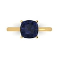 thumbnail image 1 of 2.5 ct Cushion Cut Simulated Blue Sapphire Solitaire 18K Yellow Gold Womens Engagement Ring, 1 of 5
