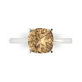 thumbnail image 1 of Clara Pucci 14K White Gold Solid Gold Champagne Solitaire Anniversary Ring for Women - 2.5 cttw Cushion Cut, 1 of 7