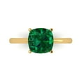 thumbnail image 1 of Clara Pucci 14K Yellow Gold Solid Gold Emerald Solitaire Anniversary Ring for Women - 2.5 cttw Cushion Cut, 1 of 7