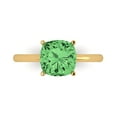 thumbnail image 1 of Clara Pucci 14K Yellow Gold Solid Gold Green Solitaire Anniversary Ring for Women - 2.5 cttw Cushion Cut, 1 of 7