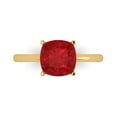 thumbnail image 1 of 2.5 ct Cushion Cut Simulated Pink Tourmaline Solitaire 18K Yellow Gold Womens Engagement Ring, 1 of 5