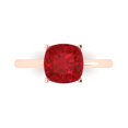 thumbnail image 1 of 2.5 ctw Solitaire Anniversary Ring for Women | Cushion Cut Simulated Ruby | Hyperallergenic Solid 18K Rose Gold, 1 of 5