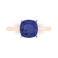 thumbnail image 1 of 2.5 ctw Solitaire Anniversary Ring for Women | Cushion Cut Simulated Tanzanite | Hyperallergenic Solid 18K Rose Gold, 1 of 5