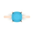 thumbnail image 1 of 2.5 ctw Solitaire Anniversary Ring for Women | Cushion Cut Simulated Turquoise | Hyperallergenic Solid 18K Rose Gold, 1 of 5