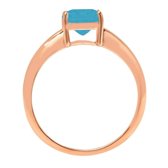 2.5 ct Cushion Cut Simulated Turquoise Solitaire Engagement Ring for Women in 18K Rose Gold