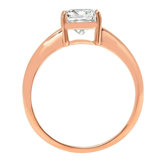 2.5 ct Cushion Cut White Sapphire Solitaire Engagement Ring for Women in 14K Rose Gold